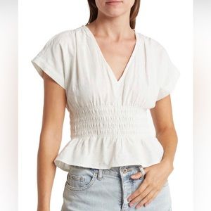 NWT Vigoss Textured Short Sleeve Peplum Top Size S